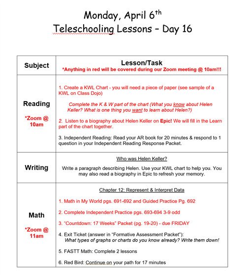 day 16 lesson plan 